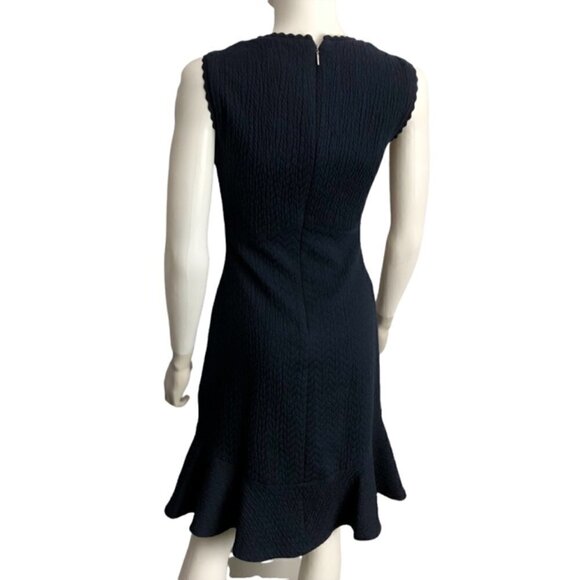 NWT Rebecca Taylor Navy Sleeveless Textured Chevron Dress 2 - Picture 5 of 7
